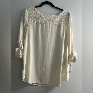 Faux Leather Detail Top Ivory Ann Taylor Pre-owned